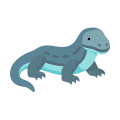 Blue Komodo dragon illustration with black background reptile concept