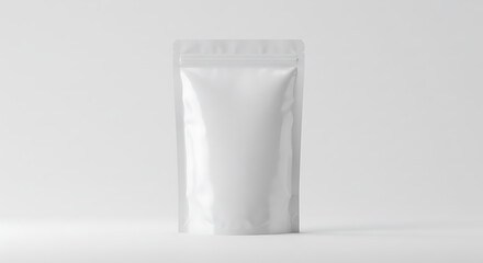 White Blank Pouch Packaging Mockup for Product Branding, Retail, and Design Presentations Isolated