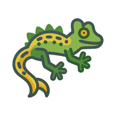 Obraz premium Stylized green lizard with yellow markings on black background