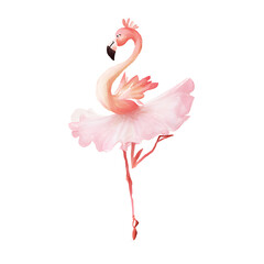 Graceful pink flamingo dancing ballet