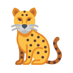 Cute cartoon jaguar flat illustration on black background