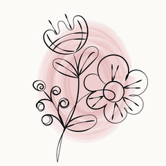 Elegant Minimalist Floral Design with Pink Watercolor Background