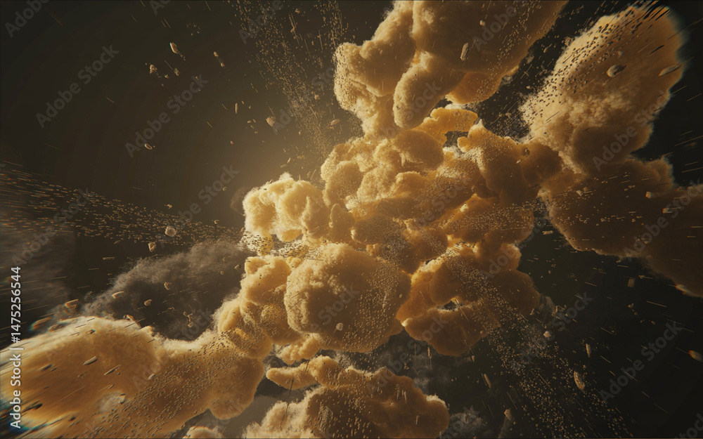 Poster abstract cloud formation a dynamic display of particles and light in dark backdrop