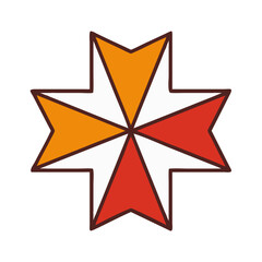 Eight pointed geometric star shape with outlined triangles design