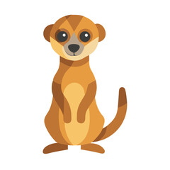 Flat meerkat illustration standing upright on a black background
