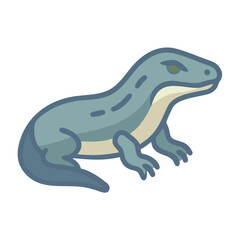 Stylized cartoon lizard illustration on black background for children