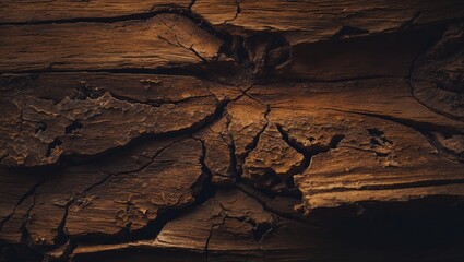 Rich brown wood texture captured in close-up, revealing complex details and organic patterns