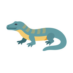Cartoon Komodo dragon illustration standing against black background