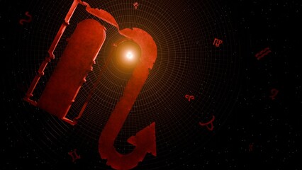 3d render of prominent scorpio symbol and astrological background