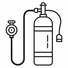 Isolated vector illustrations of a gas pump, microscope, and electric lamp, along with a fire extinguisher, alcohol bottle, and wine glass, form a set of essential icons