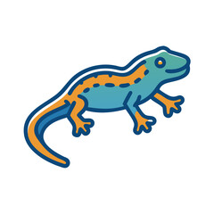 Charming blue and orange cartoon lizard with clean outlines