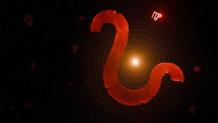 3d render of prominent leo symbol and astrological background