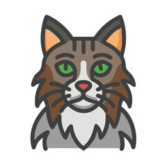 Flat vector illustration of a majestic cat portrait