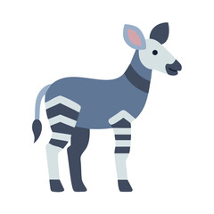 Flat design illustration of an Okapi on black background
