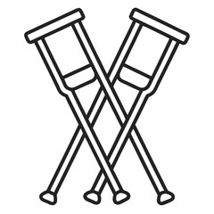 The image shows a crossed pair of crutches with a "Save" button from Pinterest overlayed.

