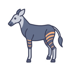 Isolated cartoon okapi standing against black background illustration design