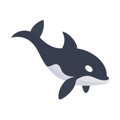 Simple stylized orca illustration against a black background