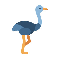 Simple blue ostrich illustration on a solid black background