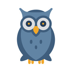 Simple flat design of a blue owl illustration