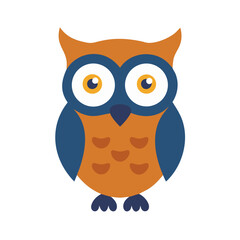 Cartoon owl illustration with geometric shapes on black background