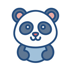 Cute panda bear cartoon illustration on a black background