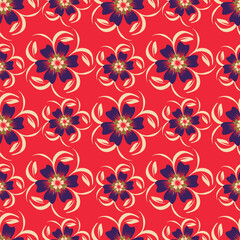 Elegant trendy vector ditsy floral seamless pattern design of beautiful abstract flowers and leaves. Foliage repeat texture background. Suitable for wallpaper, surface printing and textile