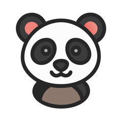 Cartoon panda head illustration on a black background