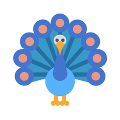 Stylized peacock illustration with vibrant colors on black background