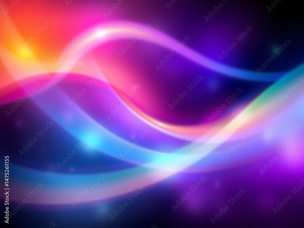 Wall mural abstract flowing colorful wave background design with vibrant gradients and blurred light effects