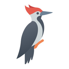 Flat design of a woodpecker on black background