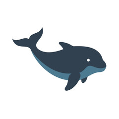 Flat design dolphin illustration on black background stock image