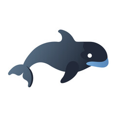 Cartoon Orca on Black Background for Digital Illustration