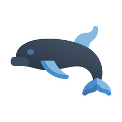 Cute Cartoon Dolphin Swimming Flat Illustration Against Black Backdrop