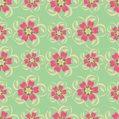 Beautiful Peonies. Seamless floral pattern. Flower Vintage background. Vector illustration. Gold foil and deep green. Template for textiles, wallpaper, paper.