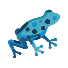 Simple flat illustration of a blue poison dart frog