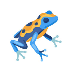 Vibrant blue and gold poison dart frog illustration on black