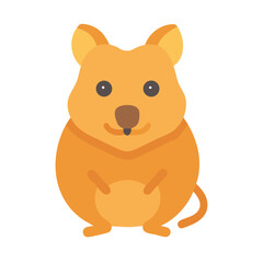 Cute flat illustration of a quokka on black background