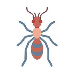 Simple flat design illustration of an ant on black background