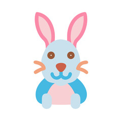 Cute flat illustration of a pastel colored rabbit character