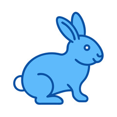 Stylized blue rabbit illustration with black background and minimal design