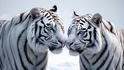Fototapeta premium Twin white tigers roaming free