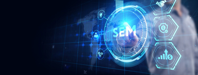 SEM Search Engine Optimization Marketing Ranking concept for website.