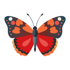 Flat vector illustration of a red admiral butterfly