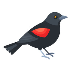 Stylized Illustration of a Red Winged Blackbird Perched