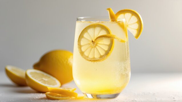 Yummy and revitalizing lemonade, overflowing with useful vitamins and antioxidants