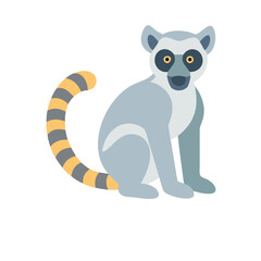 Flat design lemur sitting on black background illustration