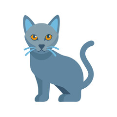 Obraz premium Stylized Blue Cat Illustration on Solid Black Background Design