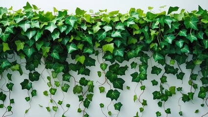 Lush green ivy and climbing bush vine cutout isolated on white with clipping path