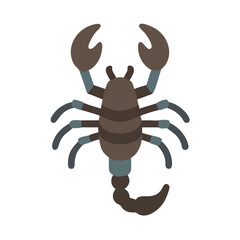 Flat design brown scorpion illustration on a black background