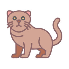 A cartoon cat standing isolated on a black background